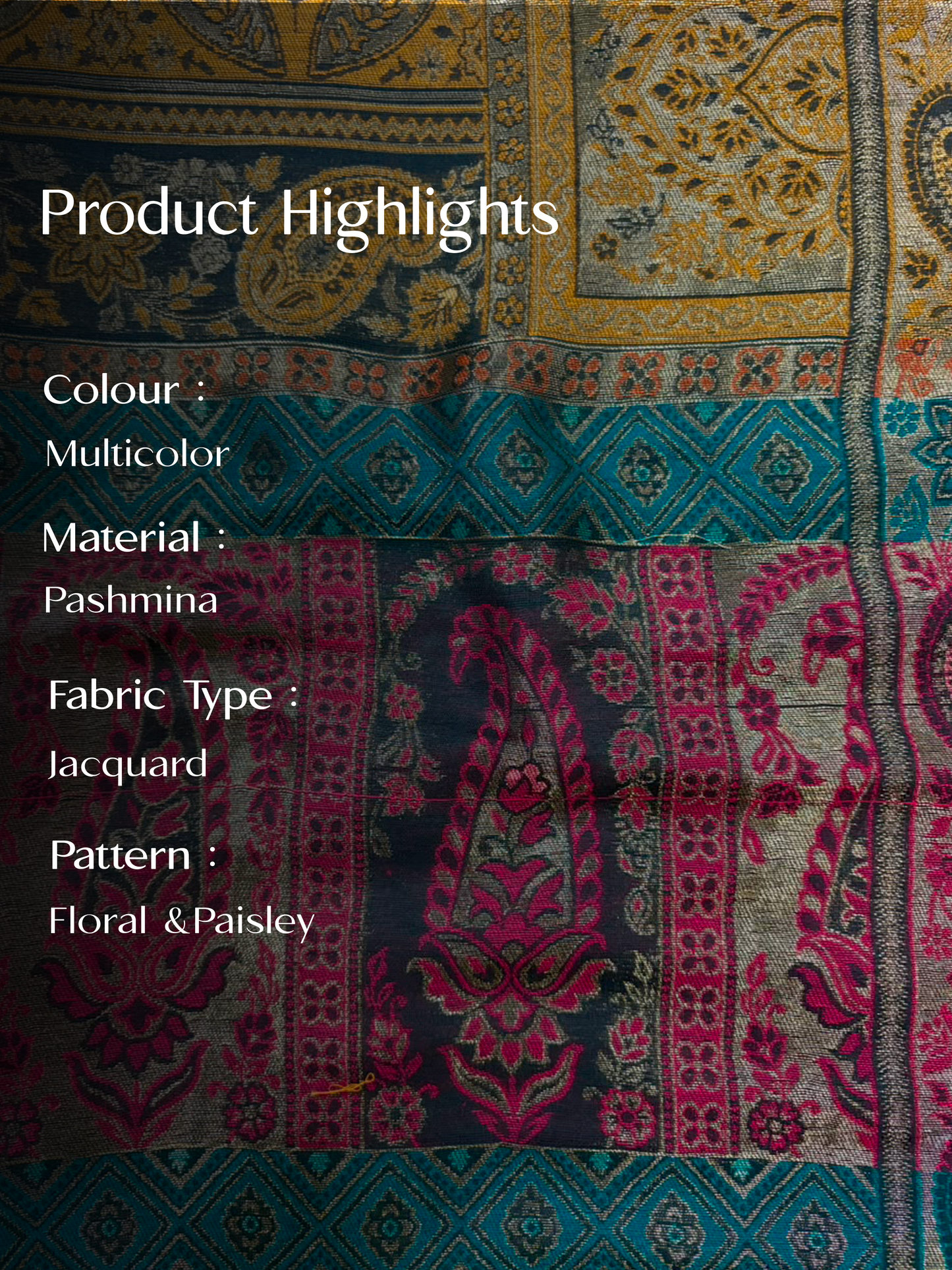 Multicolour Pashmina Jacquard Dupatta