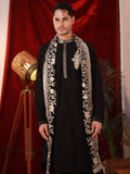 Men's Black BSY Kurta Set with Sequins & Zari Embroidery