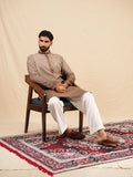 Men's Brown Ombre Rayon Kurta with Sequins & Thread Work Embroidery Set