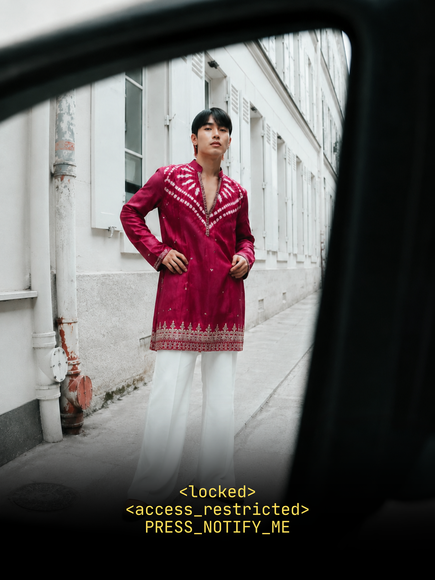 Royal Pink Crepe Short Kurta Set with Bead Work