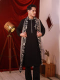 Men's Black BSY Kurta Set with Sequins & Zari Embroidery