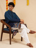 Men's Blue Cotton Blend Digital Print Kurta Set