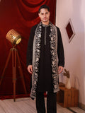 Men's Black BSY Kurta Set with Sequins & Zari Embroidery