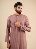 Men's Rust Rayon Kurta Set with Sequins & Thread Work Embroidery