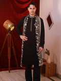 Men's Black BSY Kurta Set with Sequins & Zari Embroidery