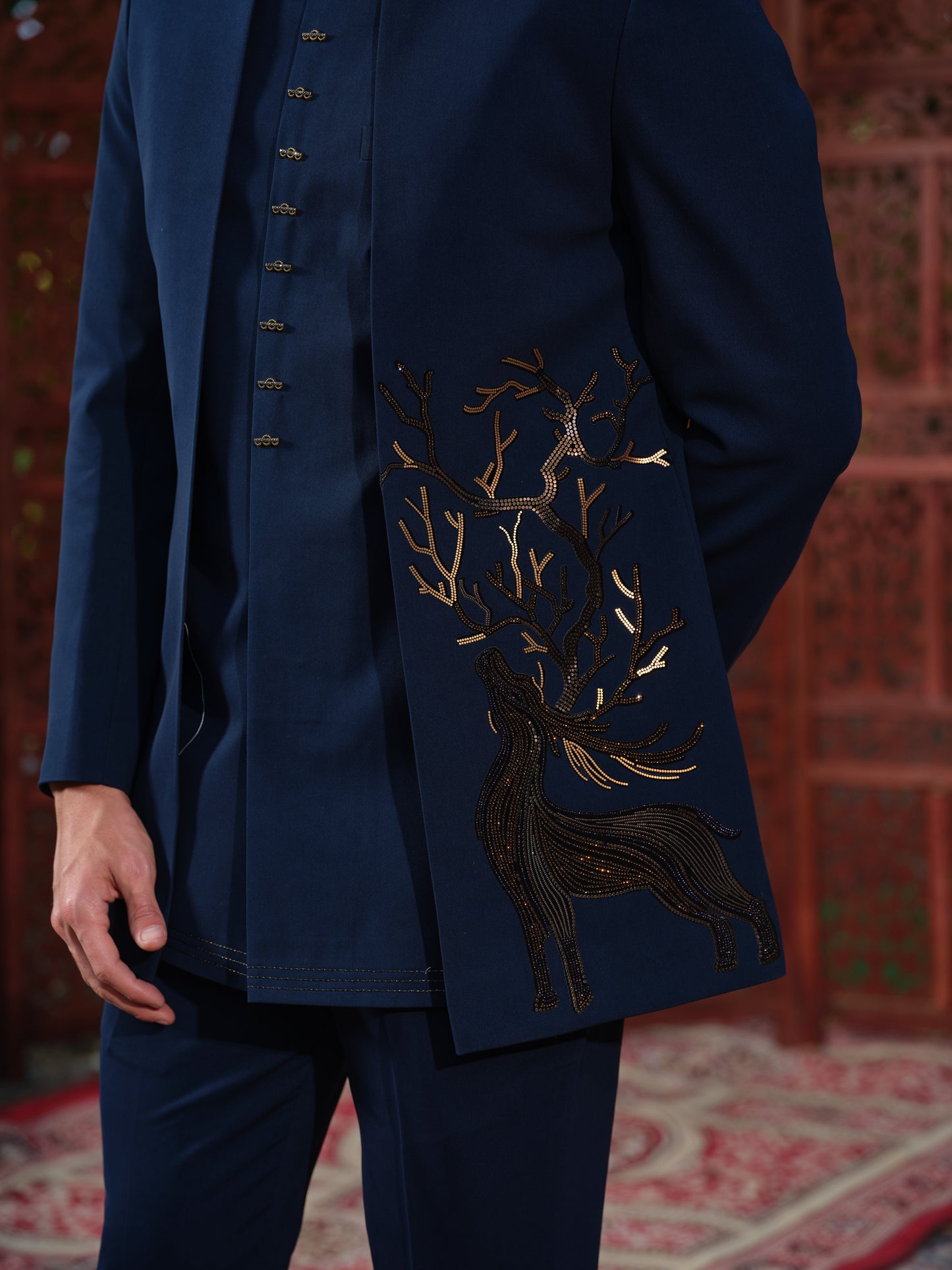 Premium Open Jodhpuri with Crystal Deer Motif
