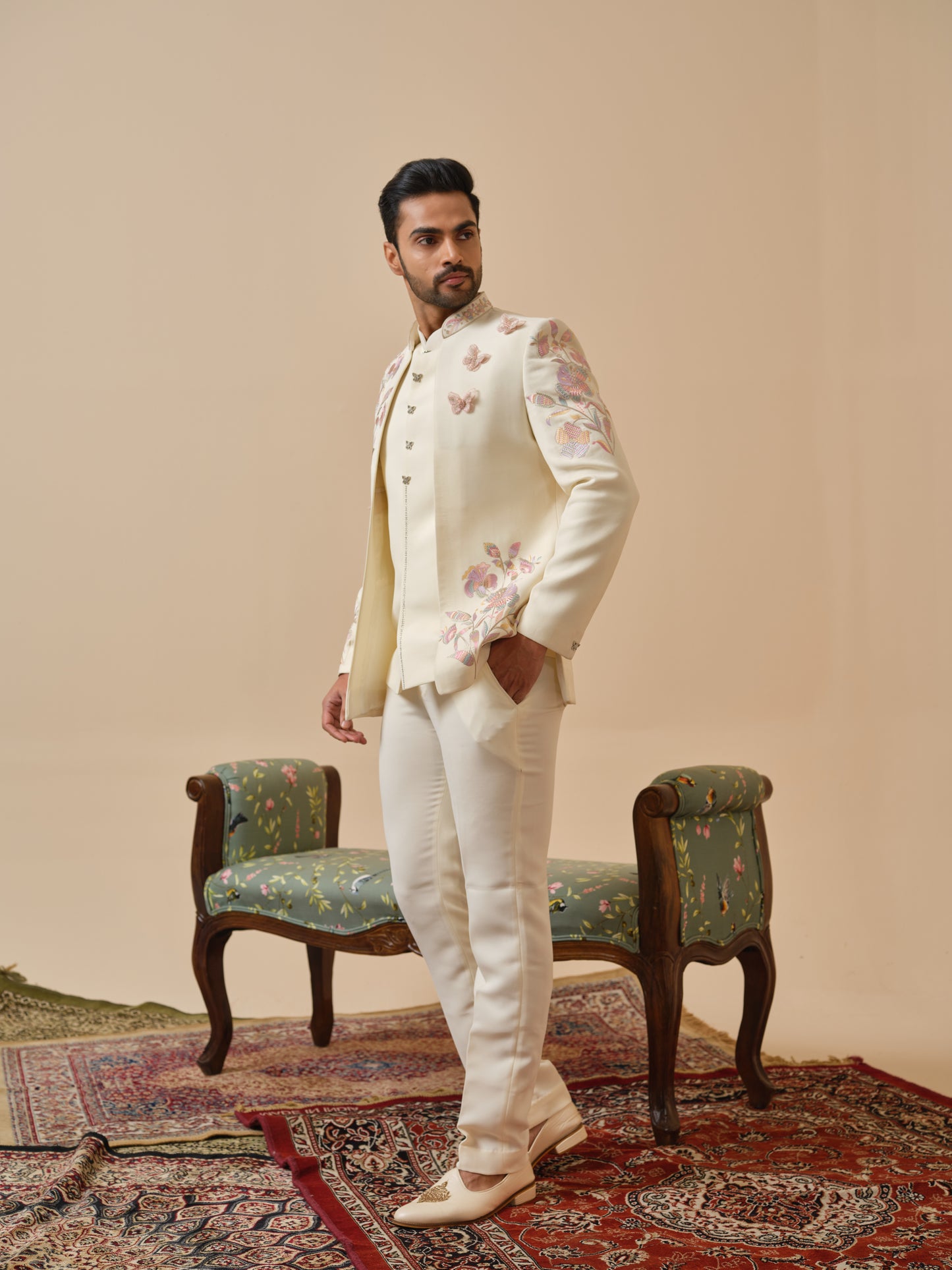 Premium Open Jodhpuri with Butterfly Embroidery