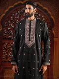 Men’s Black Silk Kurta Set with Sequins & Mirror Work Embroidery