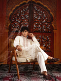 Men’s White Silk Kurta Set with Sequins & Mirror Work Embroidery