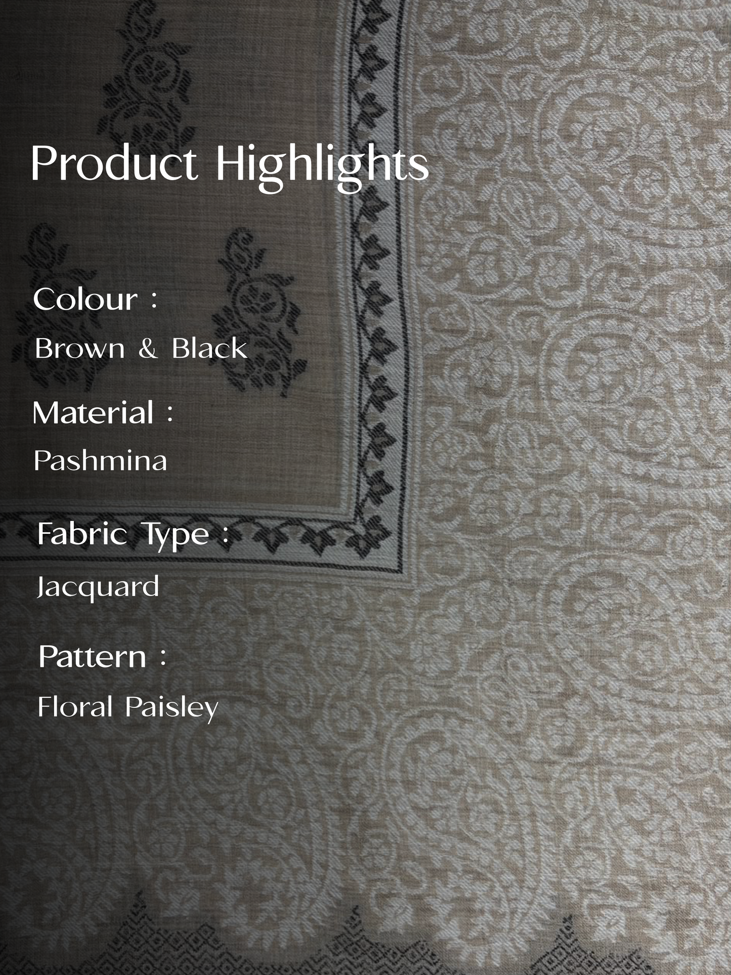 Tusser and Black Pashmina Jacquard Dupatta