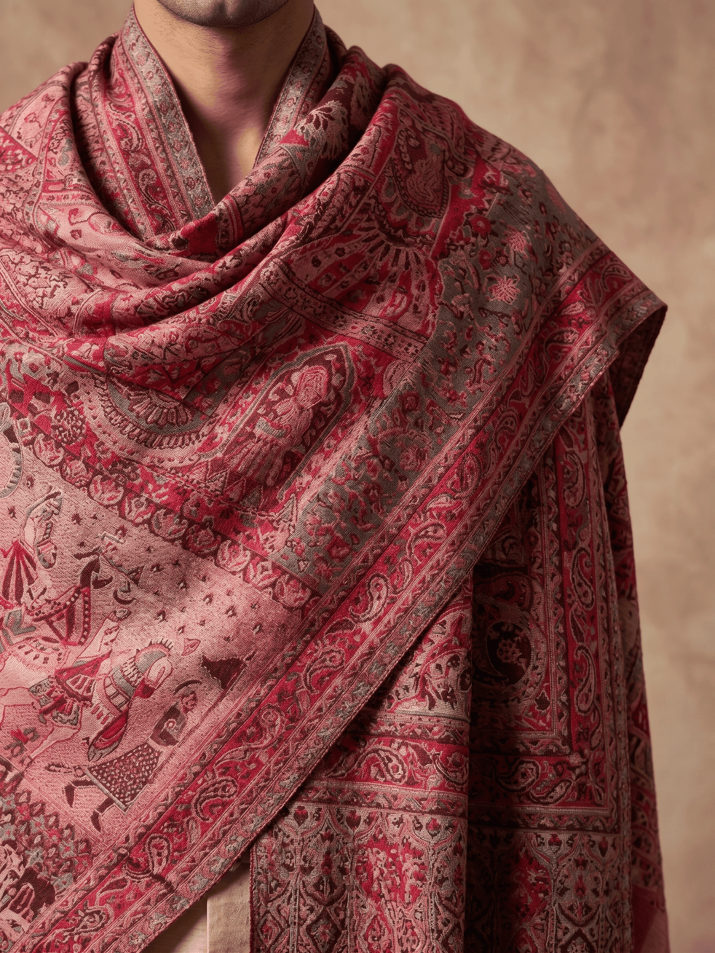 Red Pashmina Jacquard Dupatta