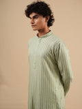 Men's Pista Rayon Kurta Set with Sequins & Thread Work Embroidery