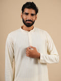Men's Off-White Rayon Kurta Set with Sequins & Thread Work Embroidery