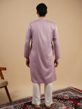 Men's Lavender Satin Silk Plain Kurta Set