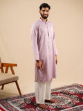 Men's Lavender Satin Silk Plain Kurta Set