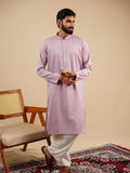 Men's Lavender Satin Silk Plain Kurta Set