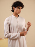 Men's Ash Grey Satin Silk Plain Kurta Set