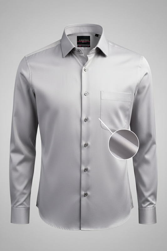 Menβs Grey Lycra Satin Slim Fit Shirt