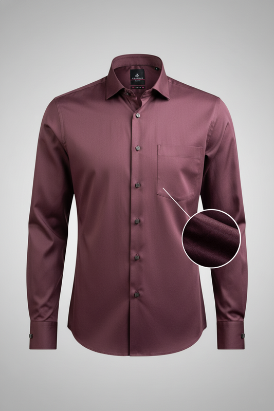 Menβs Maroon Brown Satin Slim Fit Shirt