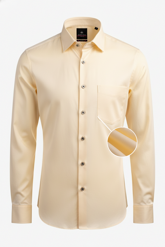 Menβs Cream Lycra Satin Slim Fit Shirt