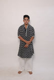 Men's Black Tie-Dye Rayon Kurta Set with Sequins & Mirror Work Dupatta