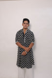 Men's Black Tie-Dye Rayon Kurta Set with Sequins & Mirror Work Dupatta