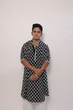Men's Black Tie-Dye Rayon Kurta Set with Sequins & Mirror Work Dupatta