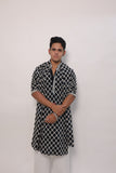 Men's Black Tie-Dye Rayon Kurta Set with Sequins & Mirror Work Dupatta