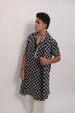 Men's Black Tie-Dye Rayon Kurta Set with Sequins & Mirror Work Dupatta