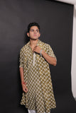 Men's Olive Tie-Dye Rayon Kurta Set with Sequins & Mirror Work Dupatta