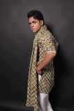 Men's Olive Tie-Dye Rayon Kurta Set with Sequins & Mirror Work Dupatta