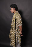 Men's Olive Tie-Dye Rayon Kurta Set with Sequins & Mirror Work Dupatta
