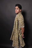 Men's Olive Tie-Dye Rayon Kurta Set with Sequins & Mirror Work Dupatta