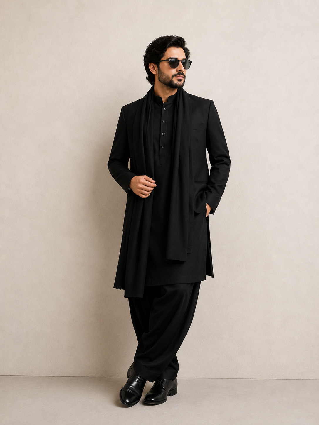 Black Armani Imported Party Kurta