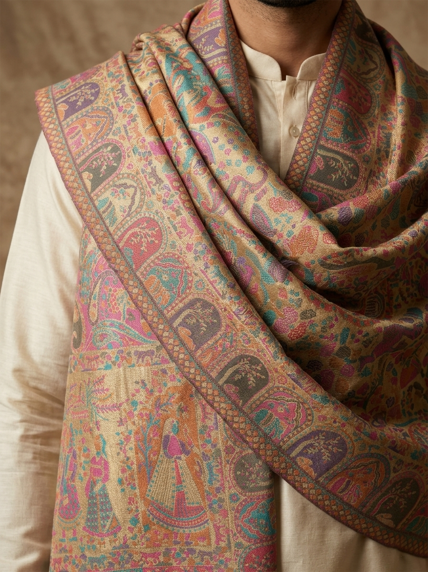 Multicolour Pashmina Jacquard Dupatta