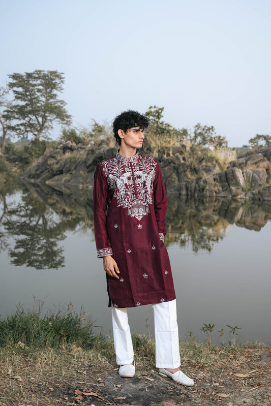 Wine Kenzo Festive Kurta Set