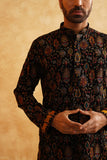 Black Multicolour Threadwork Embroidery Kurta set