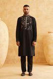 Black Straight Festive Kurta Set