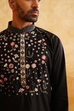 Black Straight Festive Kurta Set