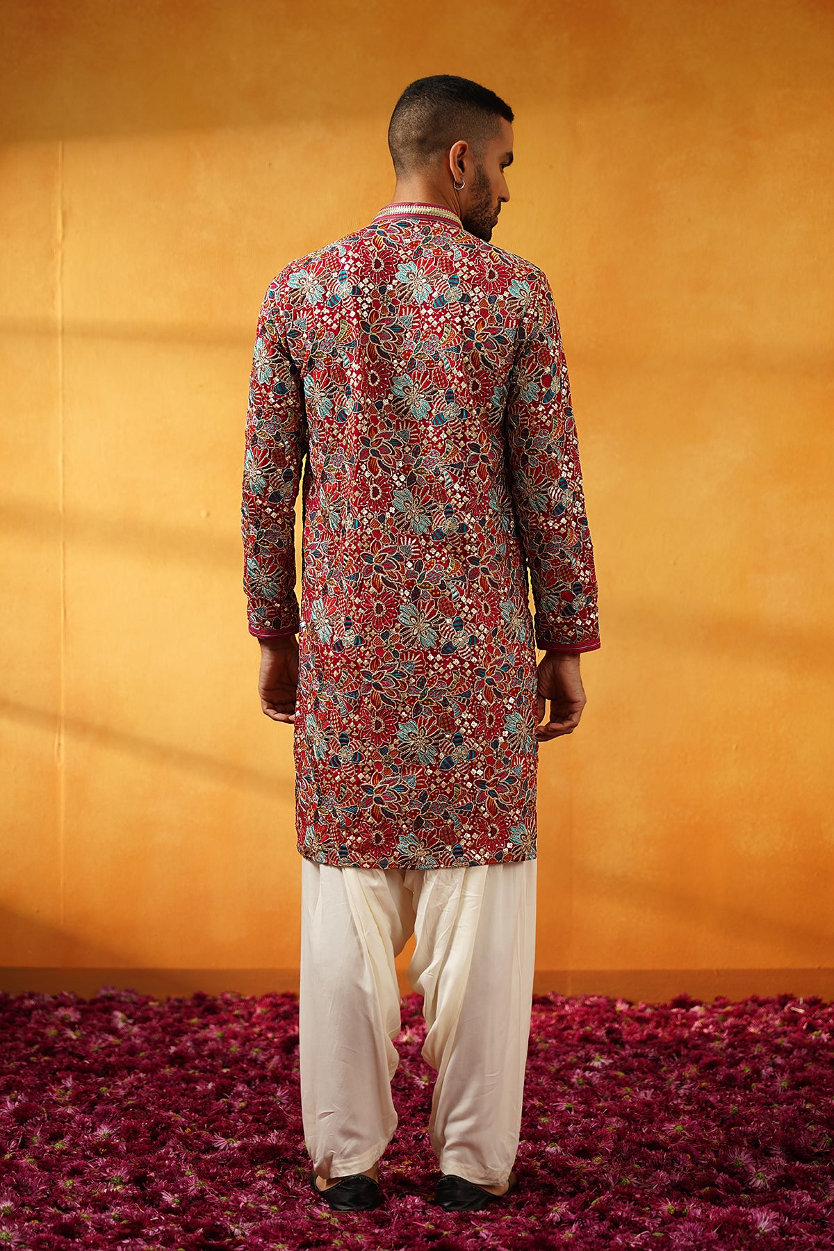 Pink and Yellow Festive Kurta Set