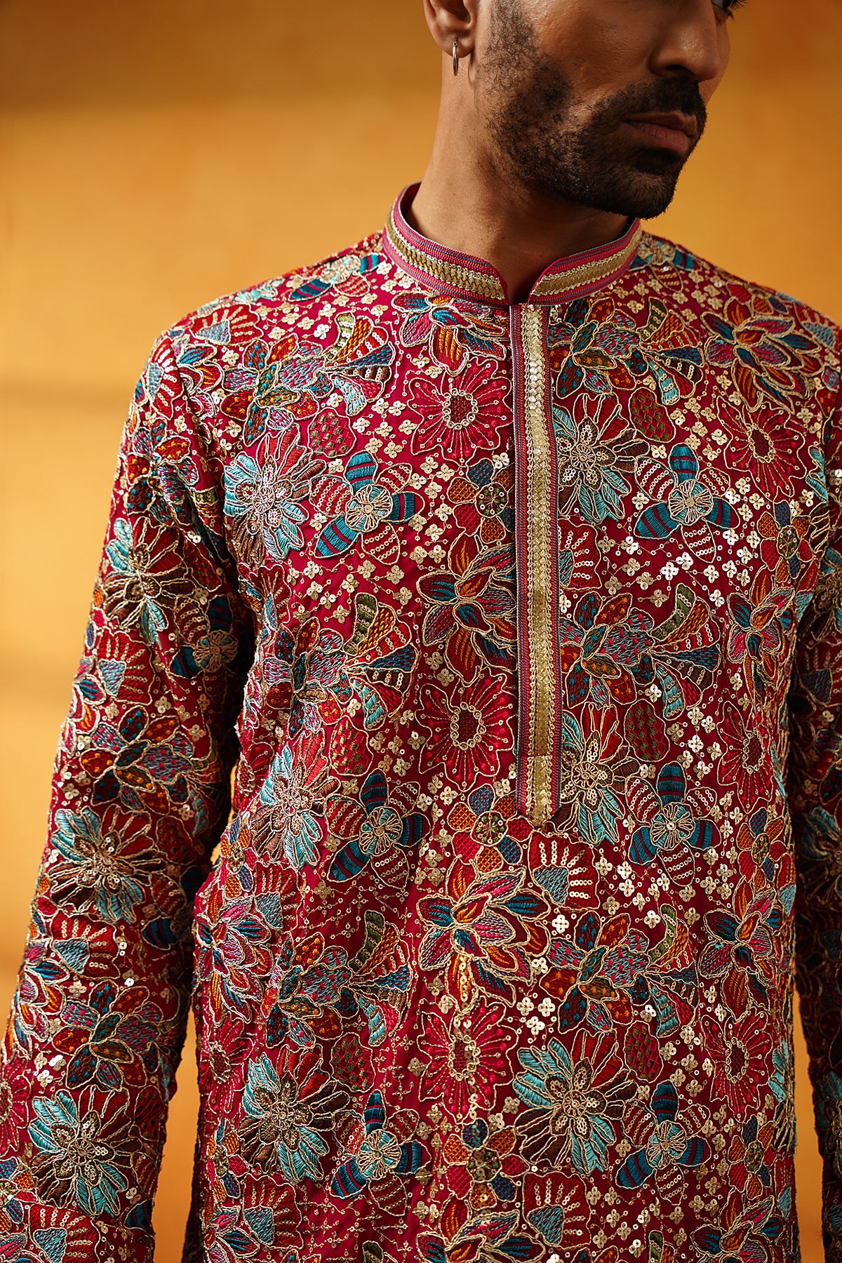Pink and Yellow Festive Kurta Set