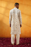 Off White Georgette Threadwork Kurta Set