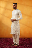 Off White Georgette Threadwork Kurta Set