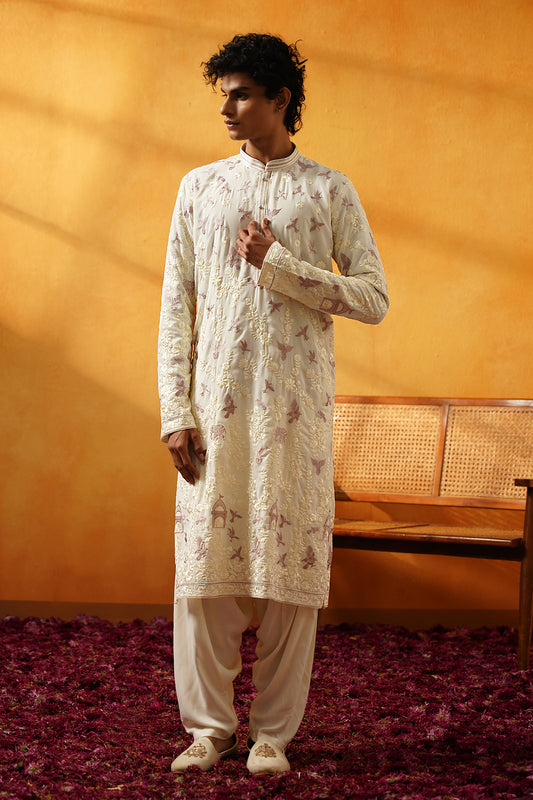 Off White Georgette Kurta set