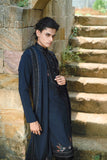 Dark Blue Kurta Set with Thread Work & Dupatta