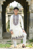 Off White Kenzo Kurta with Elegant Chain Stitch Embroidery