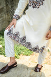 Off White Kenzo Kurta with Elegant Chain Stitch Embroidery