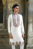 Off White Kenzo Kurta with Elegant Chain Stitch Embroidery