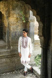 Off White Kenzo Kurta with Elegant Chain Stitch Embroidery