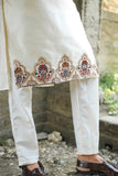 Off White Kenzo Kurta with Elegant Chain Stitch Embroidery